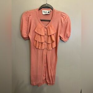 Twelve by Twelve peach Y2K sweater with ruffles size M. Please read